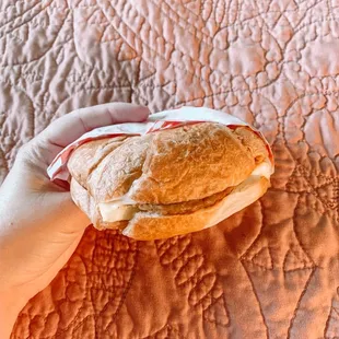 Sausage croissant sandwich