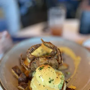 Crab eggs Benedict