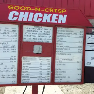 a menu for the restaurant