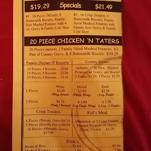 a menu for a restaurant