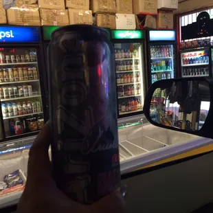 Arnold Palmer in a can! If you can't find what you're looking for from inside your car, the super helpful clerk will hand it to you.