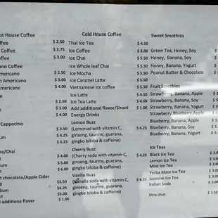 menu
