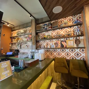 Bar view and Nostalgic 70s memorabilia