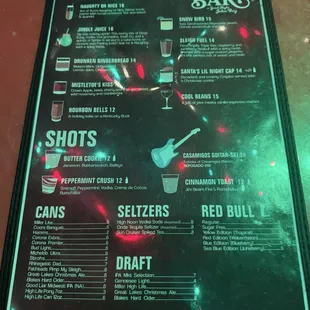 Christmas Drink Menu.