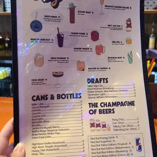 Drink menu