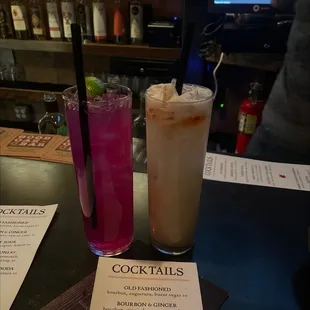 two cocktails on the bar