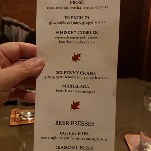 menu