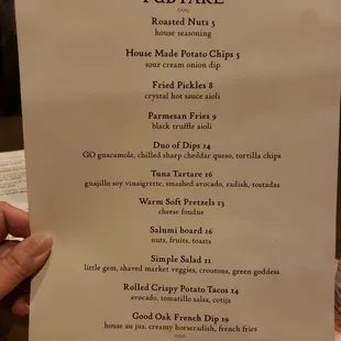 menu