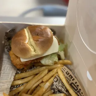deluxe chicken sandwich with fries