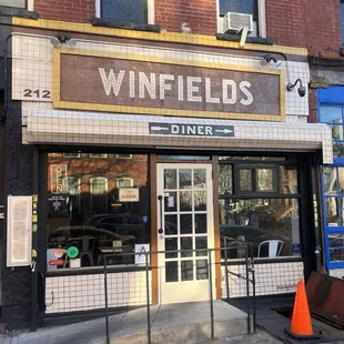 The front doors of the establishment.