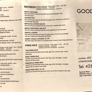 a menu for a restaurant