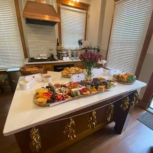 a table with a variety of food on it