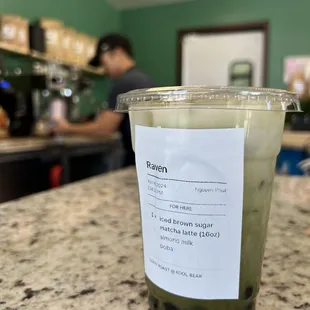 Brown sugar matcha latte.
