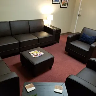 Day room where you can comfortably meet with the chemical dependency counselor and therapist
