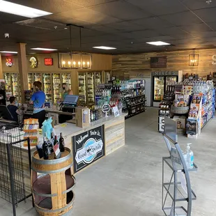 the inside of a liquor store