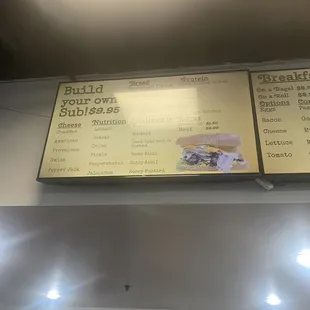 Sandwich menu