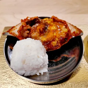 a plate of food with rice