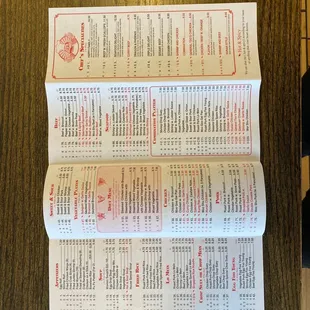 the menus