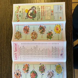 a menu on a table