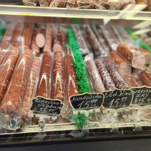 a variety of sausages