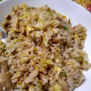 Salt fish chicken fried rice. My go to dish.