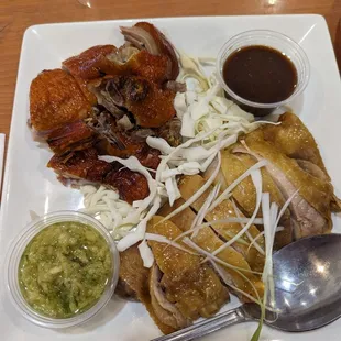 Ginger scallion chicken and Peking duck