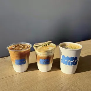 Iced Latte (Rate: 4/5), Pistachio Einspanner (Rate: 5/5), Osmanthus Oat Latte (Rate: 3/5)