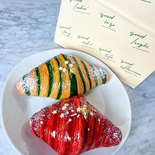 Pistachio croissant, black cherry croissant