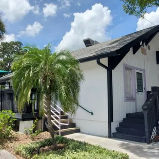 a white house with black trim