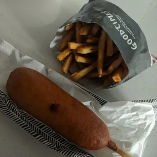 Corn dog with small wild fry