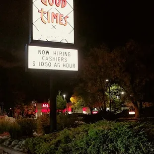 Sign at night