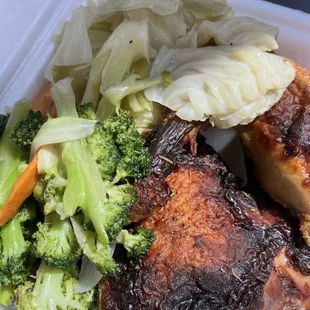 Baked chicken, cabbage and Broccoli Stir - Fry all for less than $10