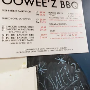 OoWee'z BBQ &amp; Wingz &amp; Daiquiris To Go Menu.