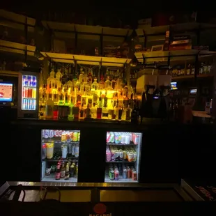 a bar with bottles of alcohol