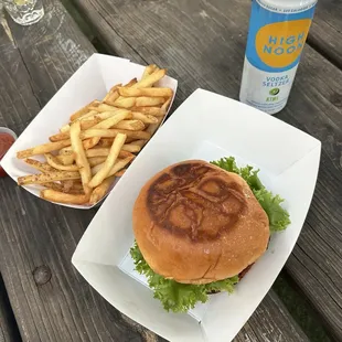 Burger and fries