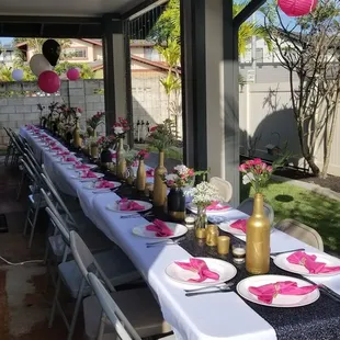 The tables and chairs for my daughters party!