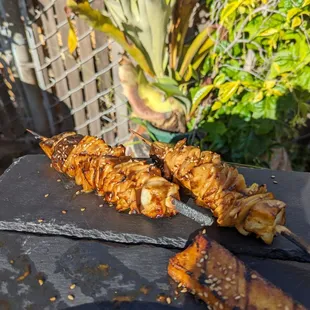 Grilled trumpet mushroom. Tasty
