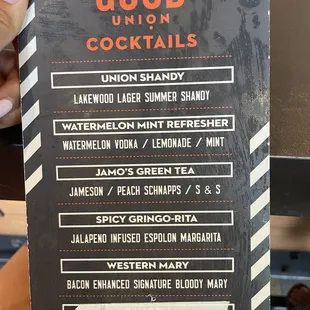 Happy Hour Drink Menu