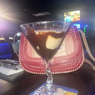 Sexy vibe - Baileys, Godiva Chocolate, creme de cocoa.  Tastes like a dessert drink.