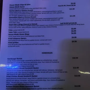 menu