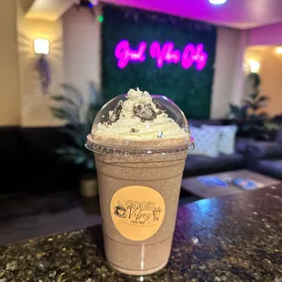 Cookies &amp; cream Frappuccino with whipped cream &amp; oreo crumbs! Yum!