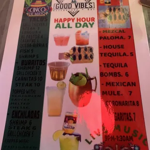 Cinco de Mayo menu
