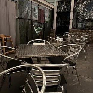 Patio area.  With heaters