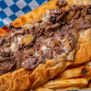 Classic Cheesesteak - ribeye steak, grilled onions, American cheese, served on Amoroso roll - best San Diego cheesesteak!