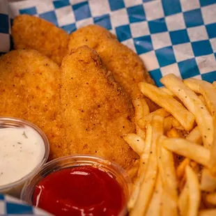 Chicken Tenders are always a MUST and come with a side of our seasoned fries