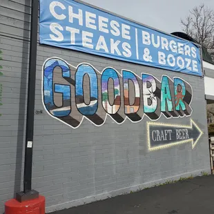 Follow the arrow to good eats at Good Bar!