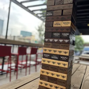 Patron Jenga &amp; Corn hole inside