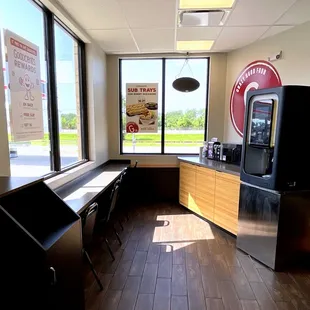 Dining Area, Beverage Dispenser and Microwave