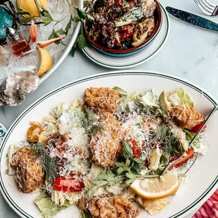 Fried Oyster Salad &amp; Brussel Sprouts!!