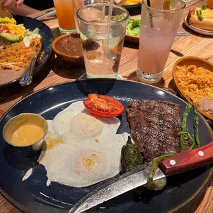 Carne asada and eggs